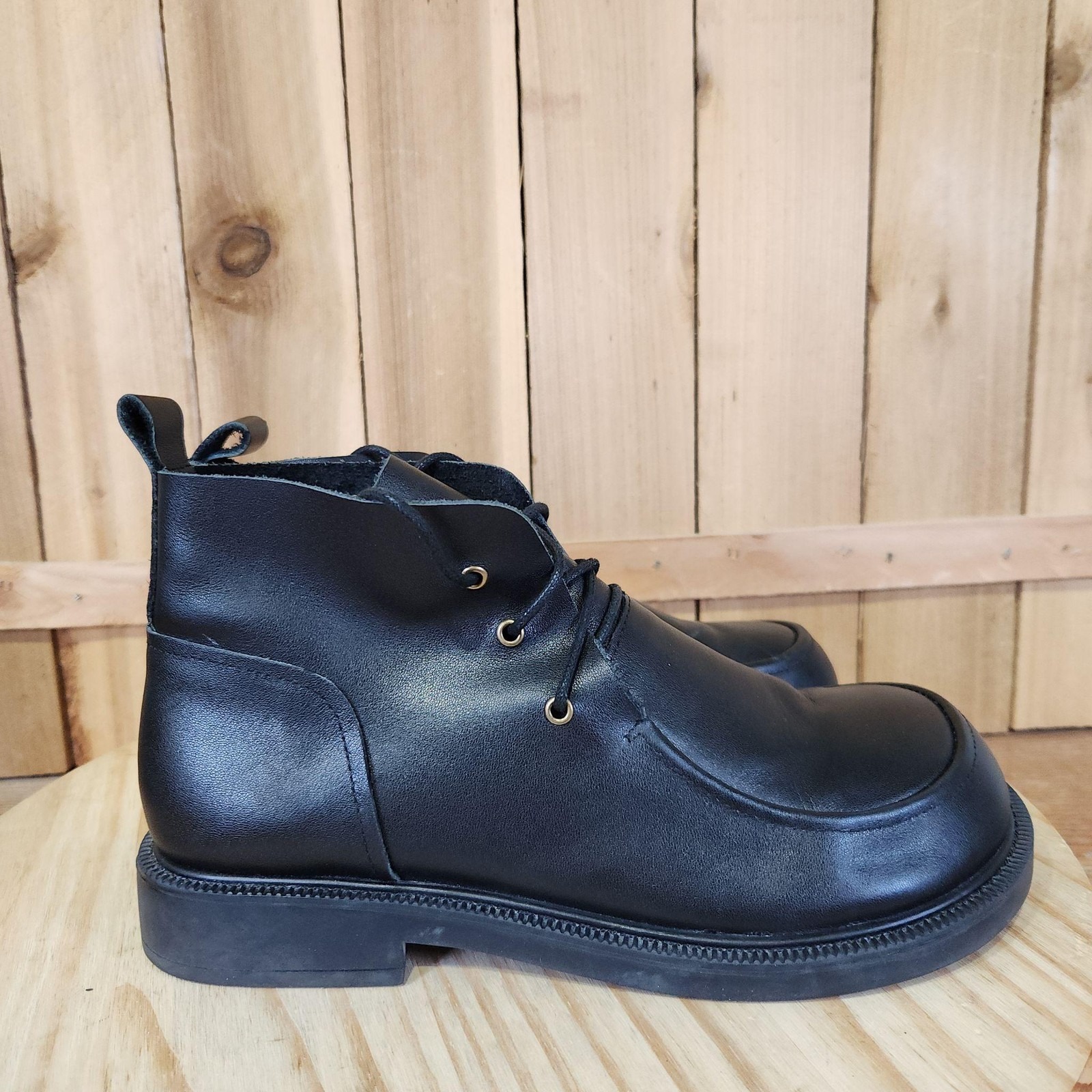 Dwarves Ankle Boots Womens 10.5 Eu 41 Black Leather Lace Up Oxford Wide Toe Box — image 3 of 8
